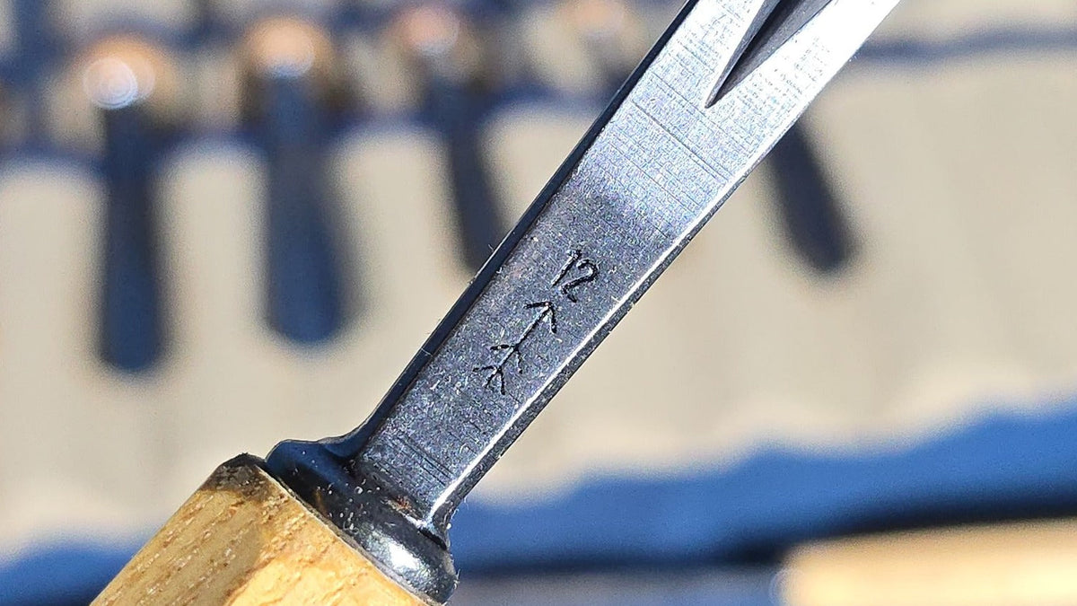 Grouping of 19 Modern Swiss-Made Pfeil Wood Carving Gouges in Canvas Tool Roll