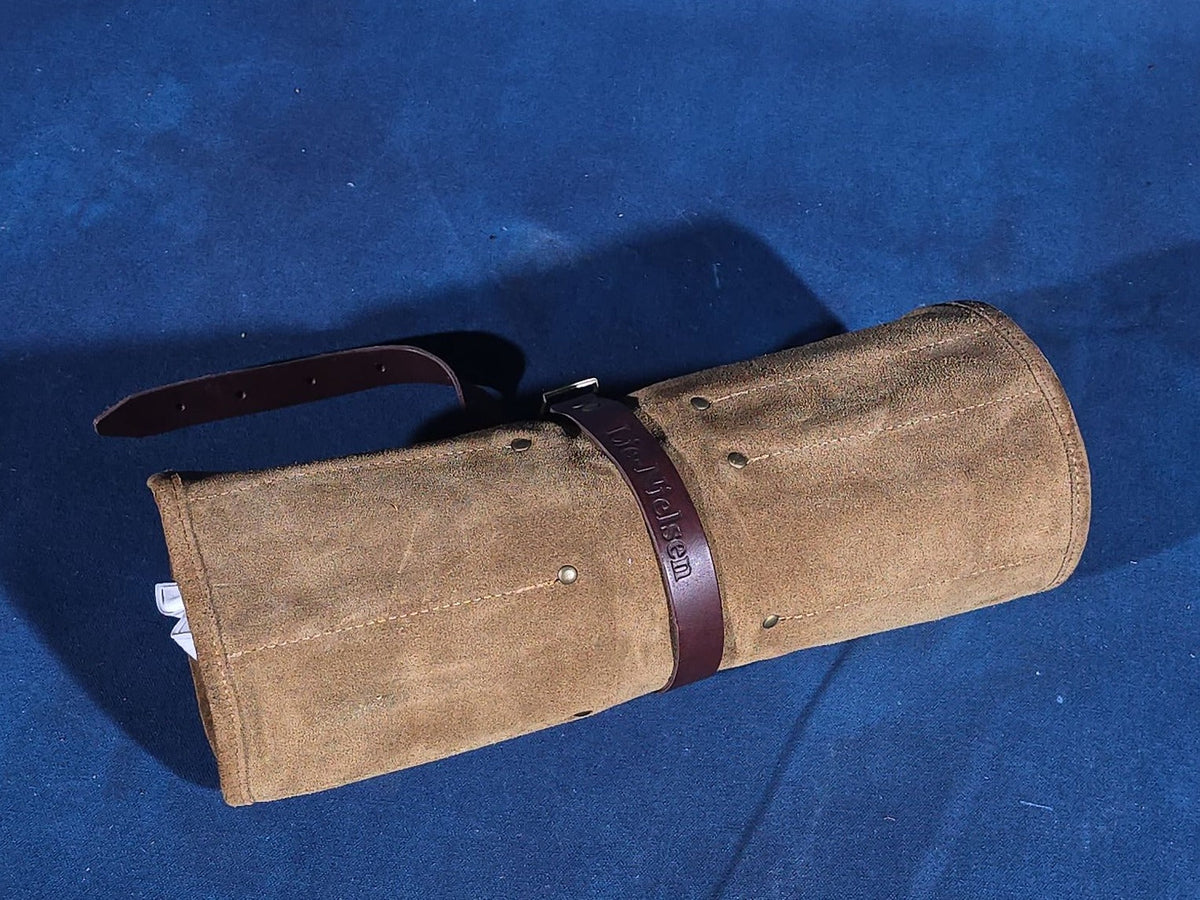 Grouping of Five Modern Auriou Wood Carving Tools in Suede Tool Roll