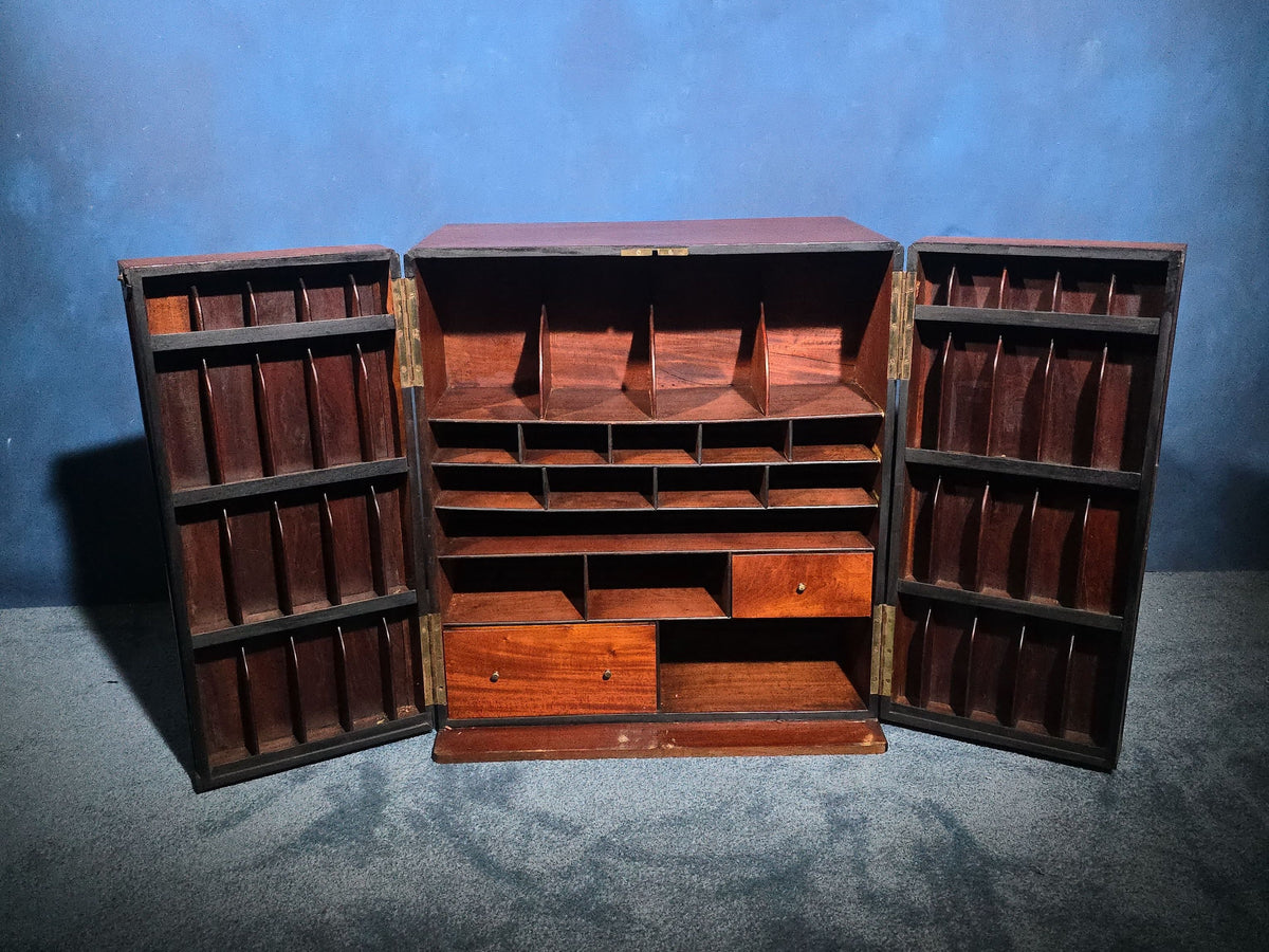 Antique Mahogany Stationery Cabinet with Pigeon-Hole Compartments and Drawers