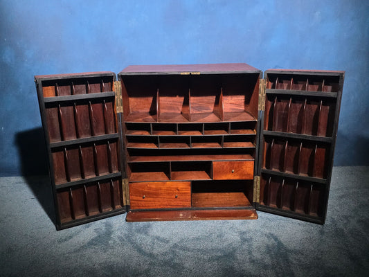 Antique Mahogany Stationery Cabinet with Pigeon-Hole Compartments and Drawers