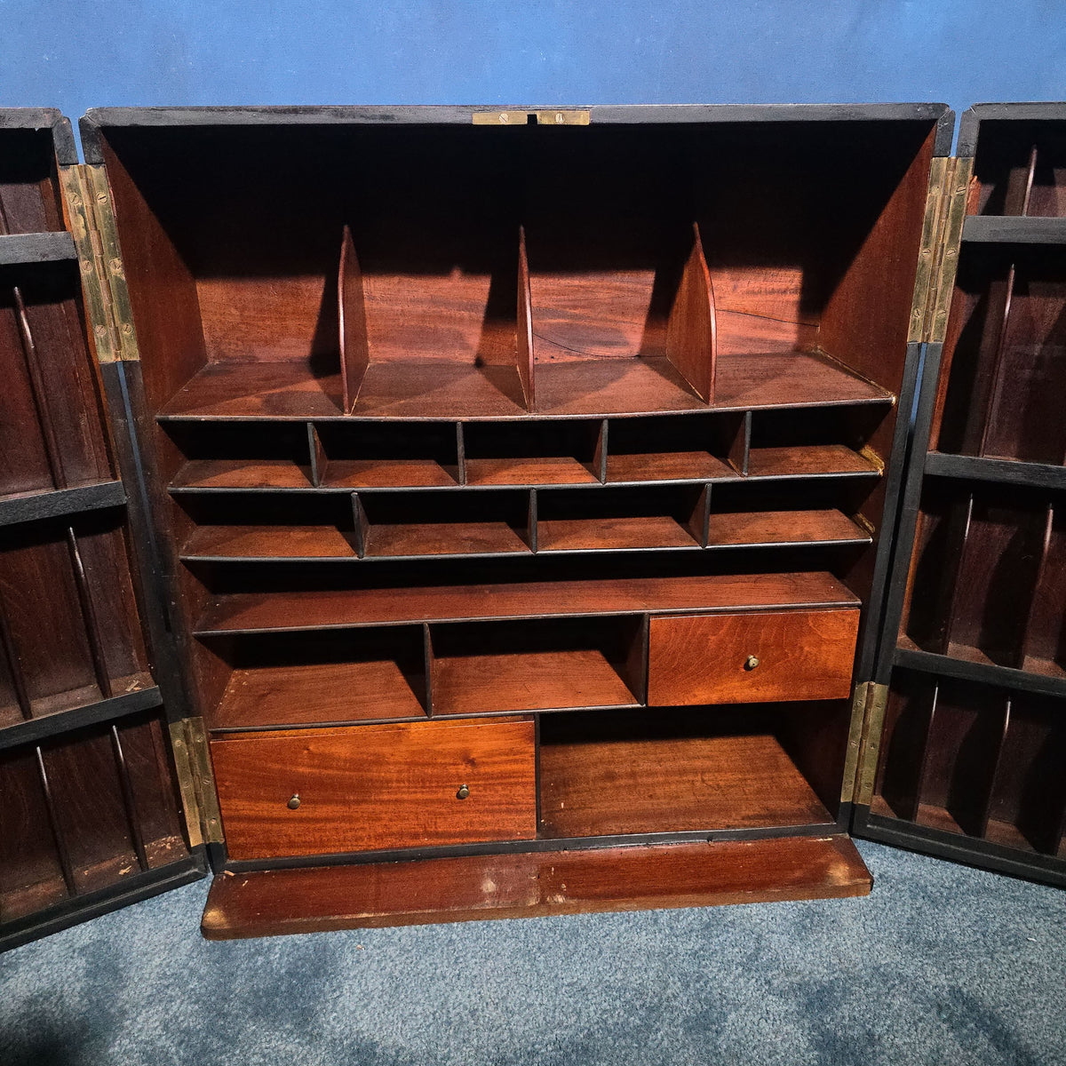 Antique Mahogany Stationery Cabinet with Pigeon-Hole Compartments and Drawers