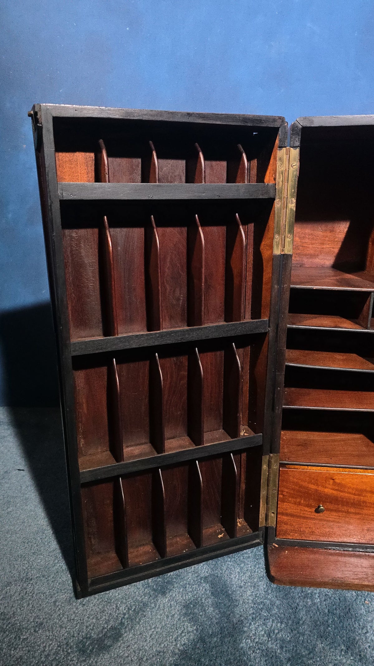 Antique Mahogany Stationery Cabinet with Pigeon-Hole Compartments and Drawers