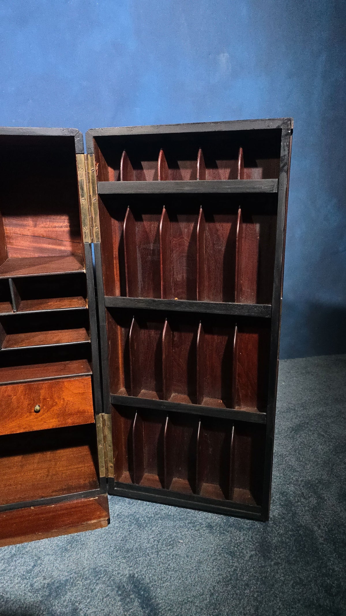 Antique Mahogany Stationery Cabinet with Pigeon-Hole Compartments and Drawers