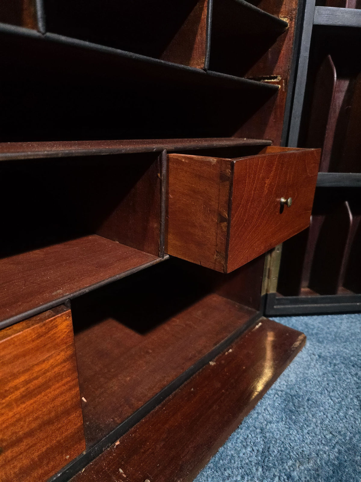 Antique Mahogany Stationery Cabinet with Pigeon-Hole Compartments and Drawers