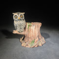 Lot 102 - Vintage Figural Clay Owl on Tree Stump Coin Bank with "Be Wise Be Save" Inscription, Handmade by Sutton, 4-5/8" H