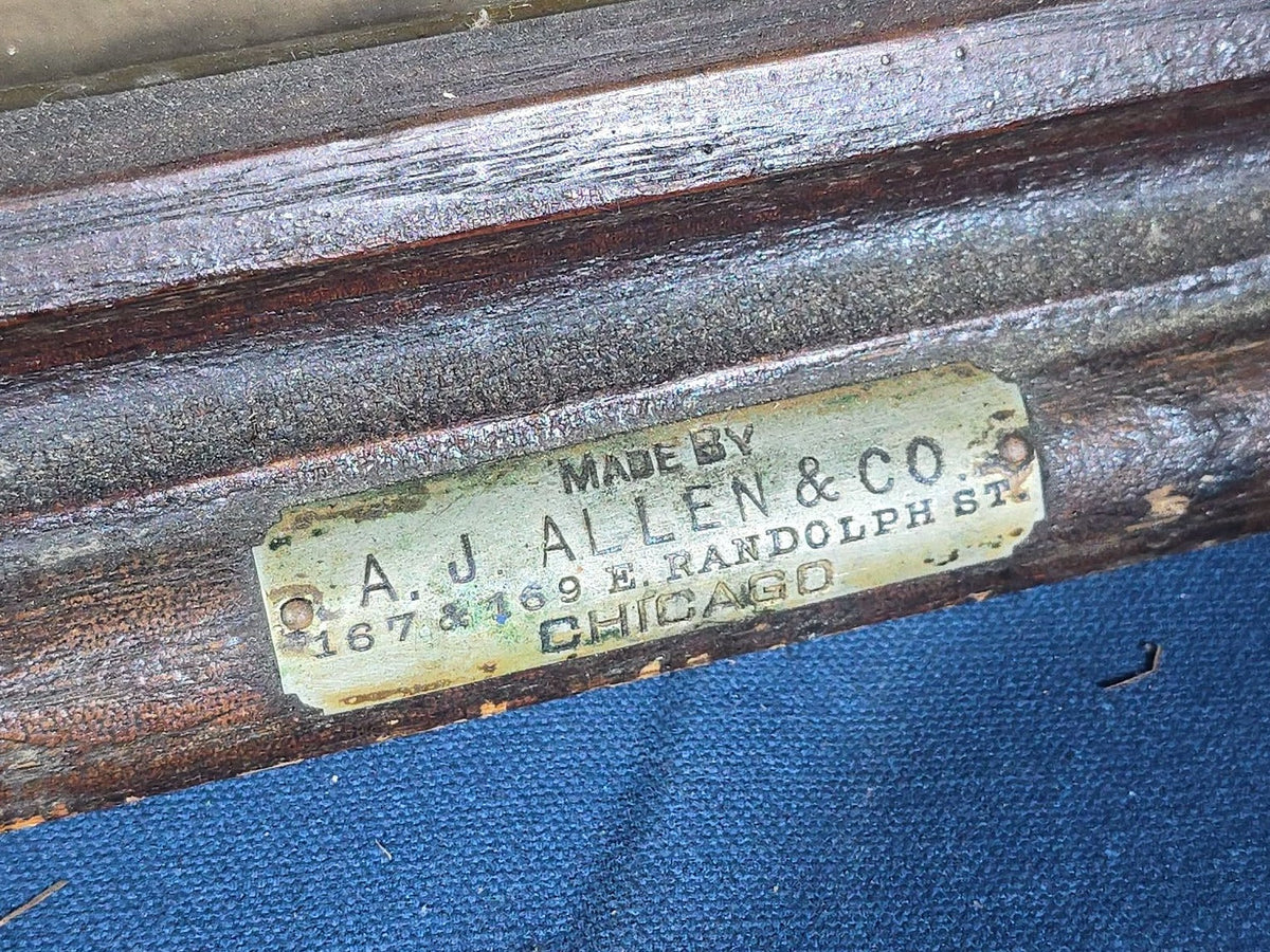 Antique Tabletop Glass Display Case, Manufactured by A.J. Allen & Co., 167 & 169 East Randolph Street, Chicago, Illinois
