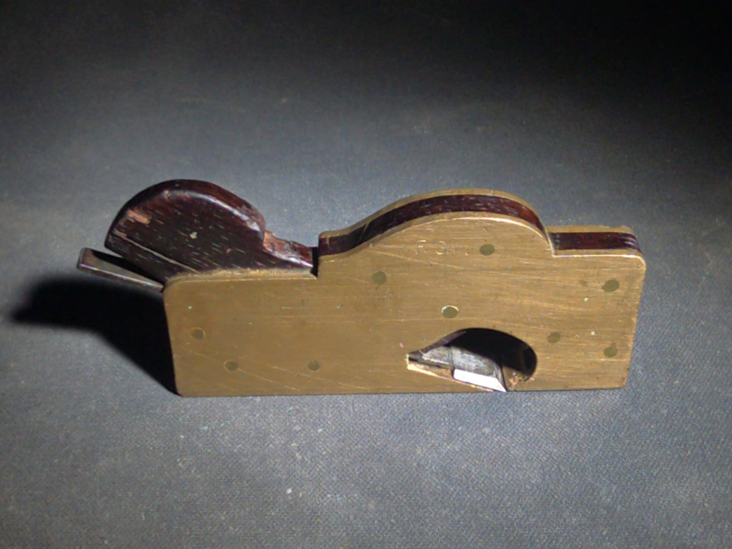 Pair of Antique Woodworking Hand Planes including a Brass and Rosewood Bullnose Plane and a Cast Iron Rabbet Plane