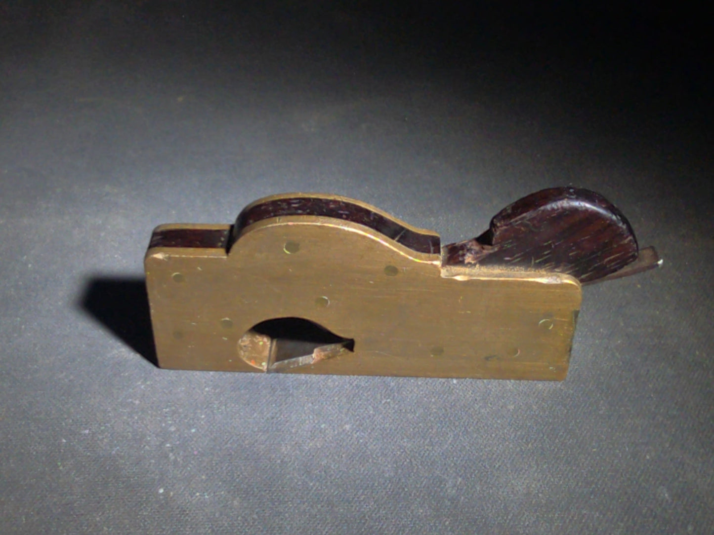 Pair of Antique Woodworking Hand Planes including a Brass and Rosewood Bullnose Plane and a Cast Iron Rabbet Plane