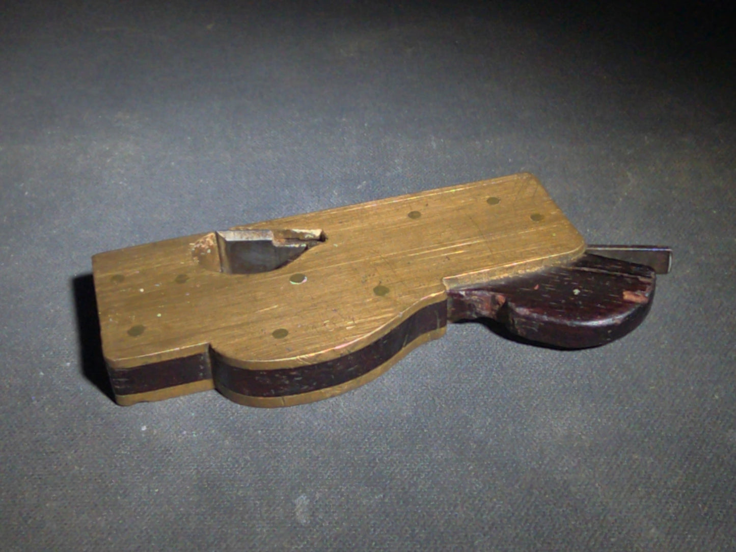 Pair of Antique Woodworking Hand Planes including a Brass and Rosewood Bullnose Plane and a Cast Iron Rabbet Plane