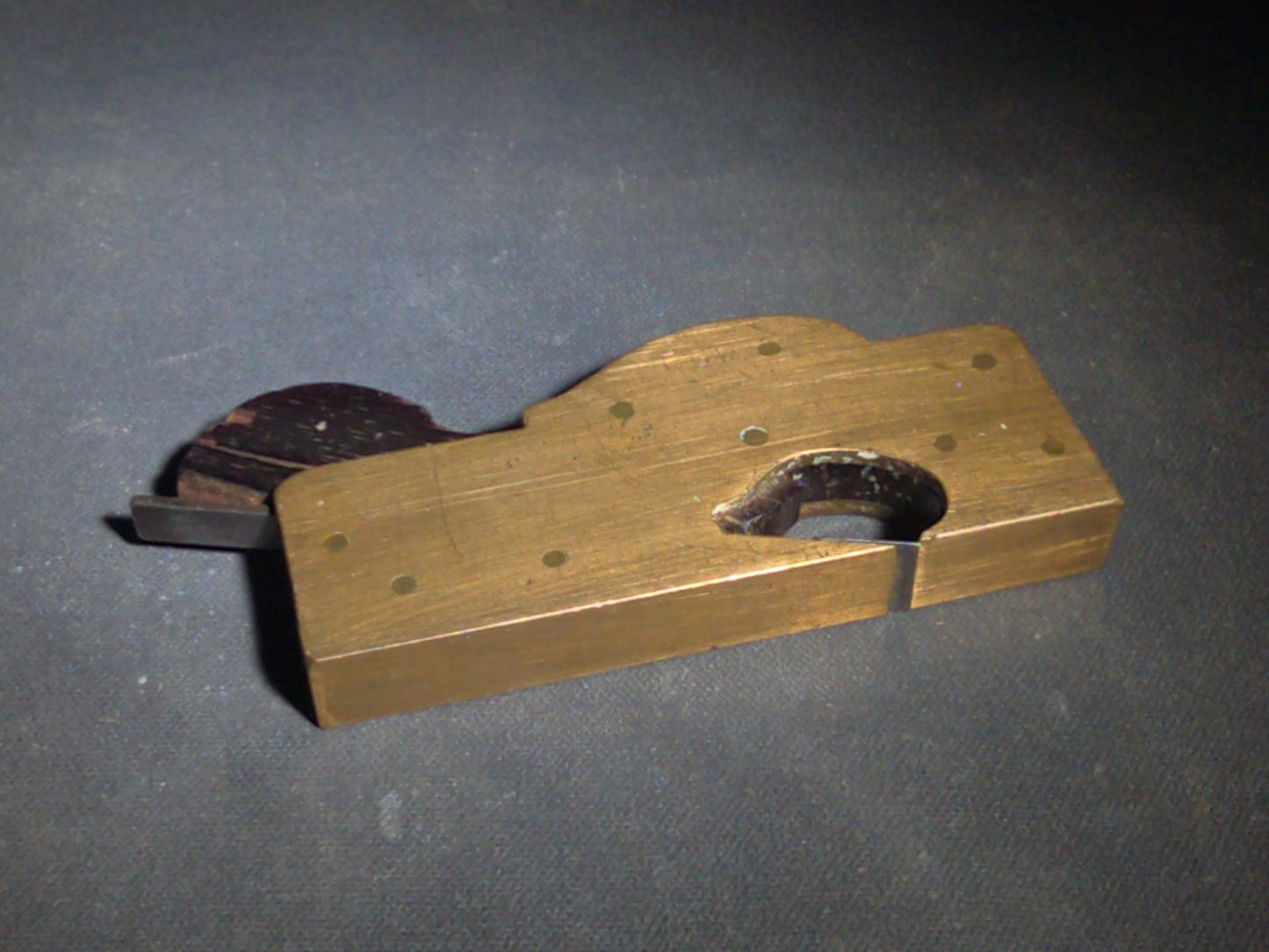 Pair of Antique Woodworking Hand Planes including a Brass and Rosewood Bullnose Plane and a Cast Iron Rabbet Plane