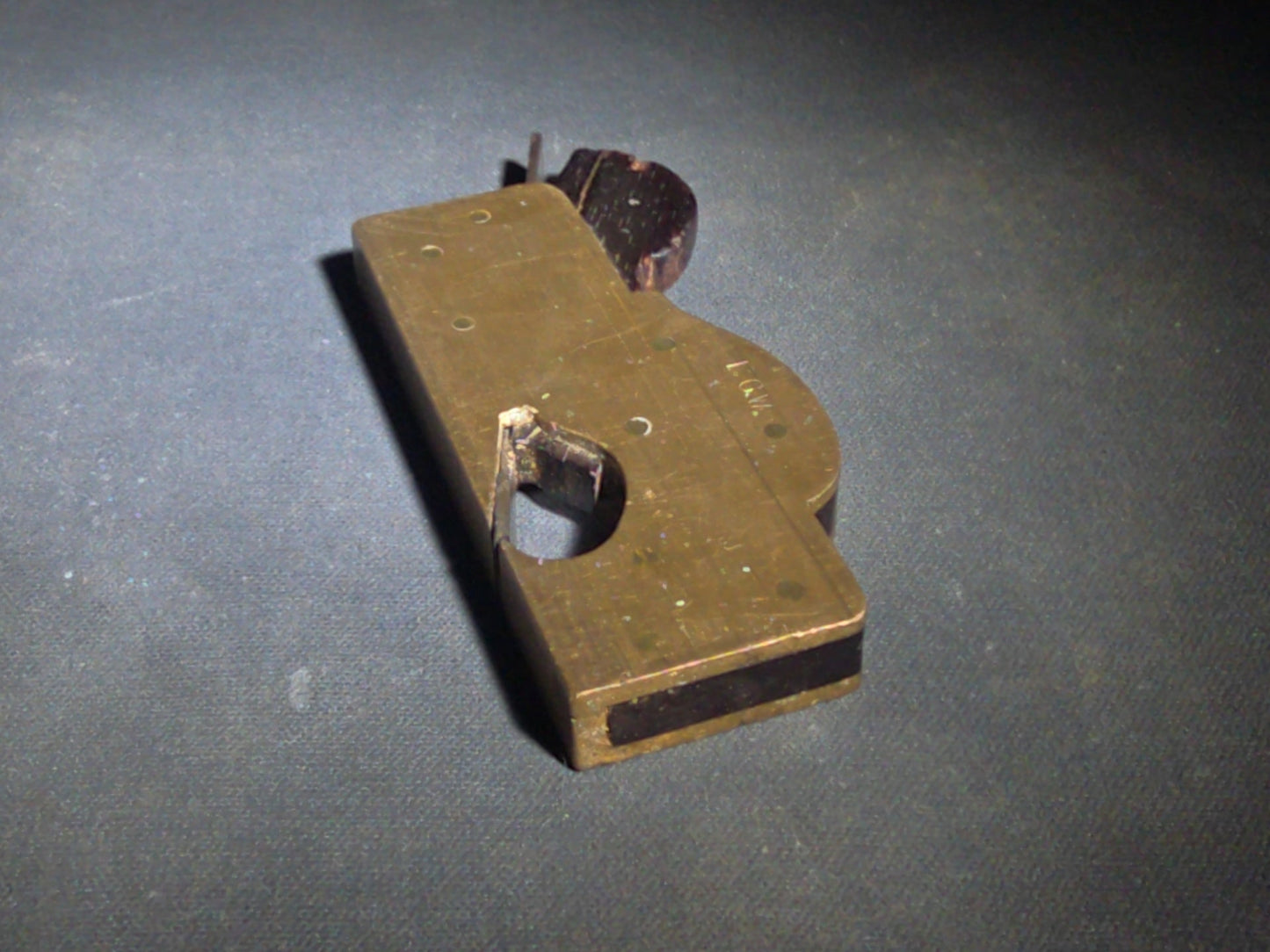 Pair of Antique Woodworking Hand Planes including a Brass and Rosewood Bullnose Plane and a Cast Iron Rabbet Plane