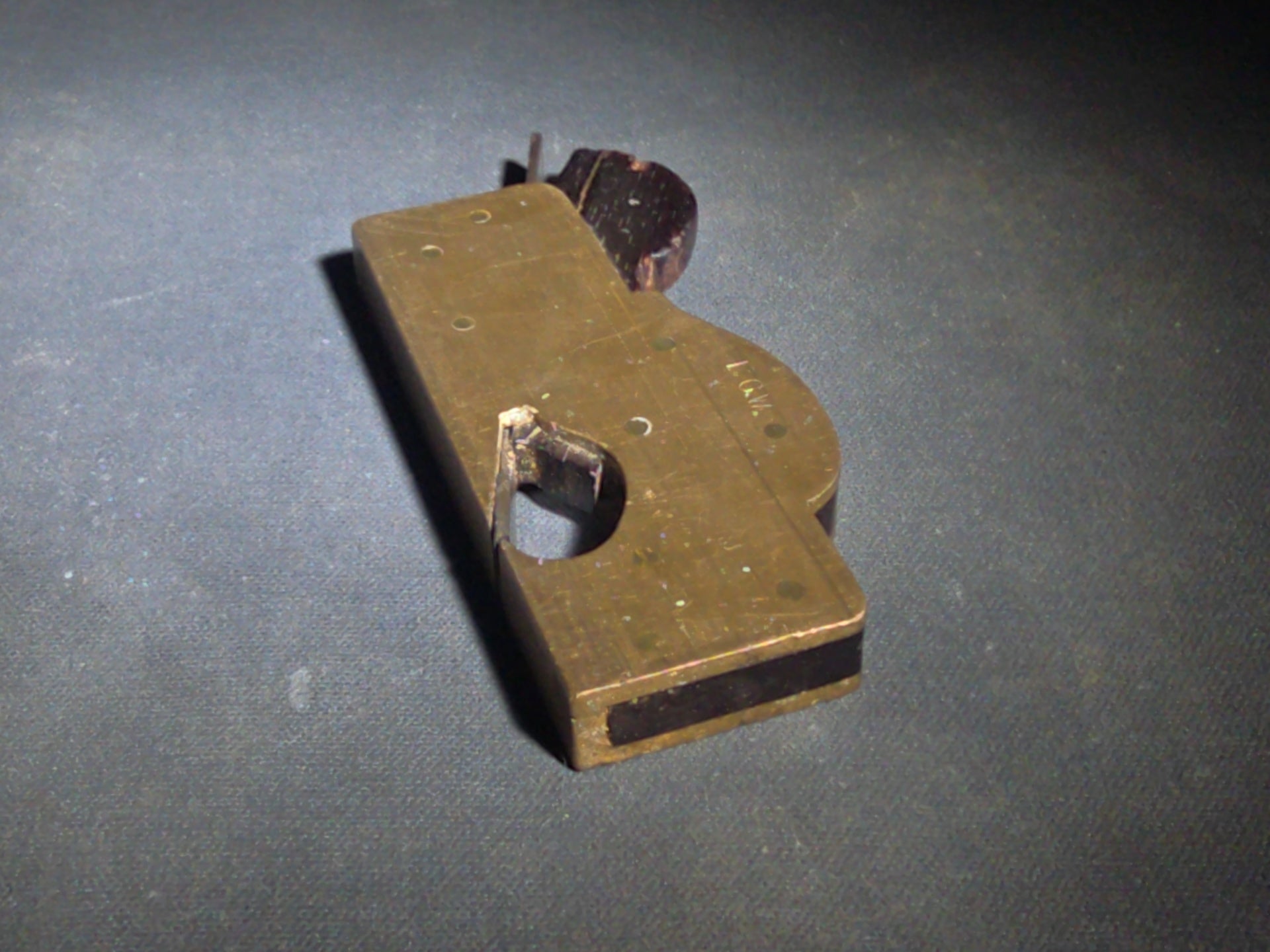Pair of Antique Woodworking Hand Planes including a Brass and Rosewood Bullnose Plane and a Cast Iron Rabbet Plane