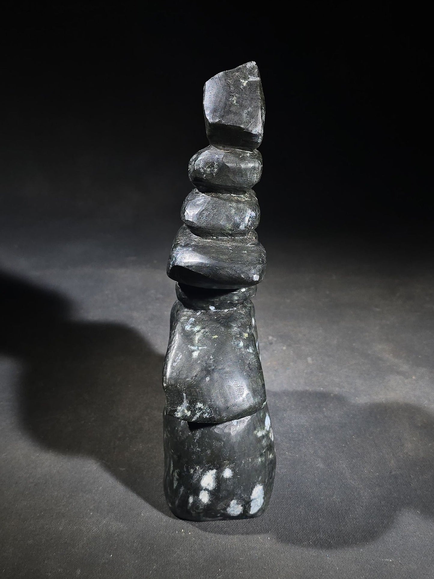 Vintage Inuit Carved Stone Inukshuk Sculpture with Canadian Eskimo Art Certification Label