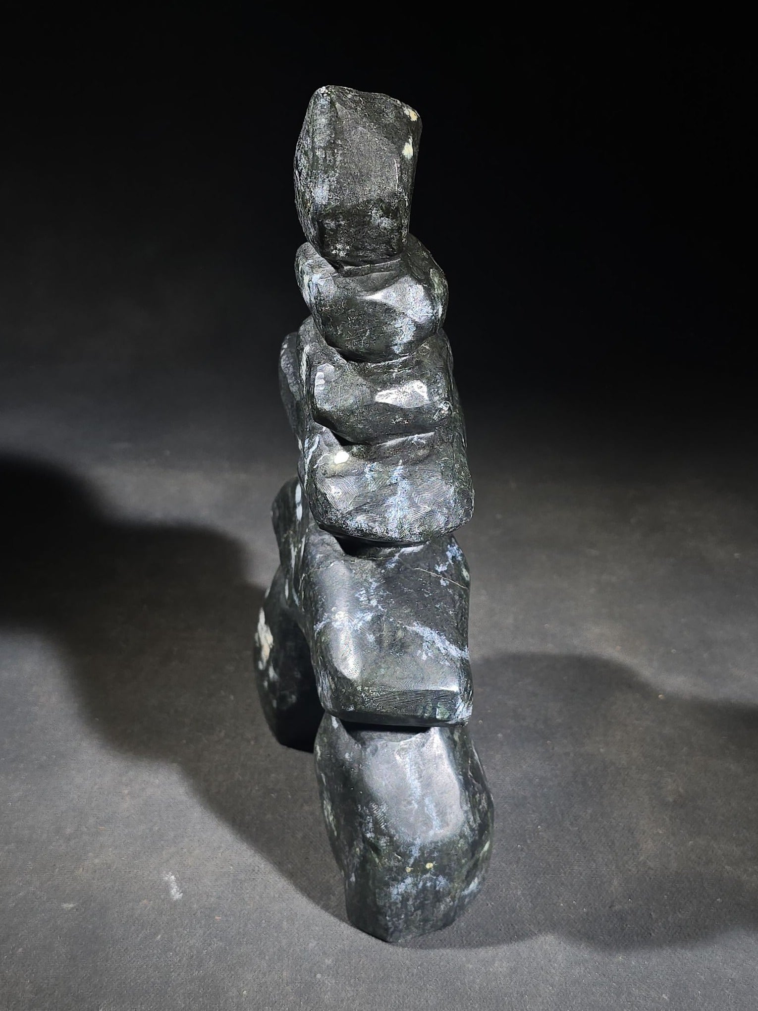 Vintage Inuit Carved Stone Inukshuk Sculpture with Canadian Eskimo Art Certification Label