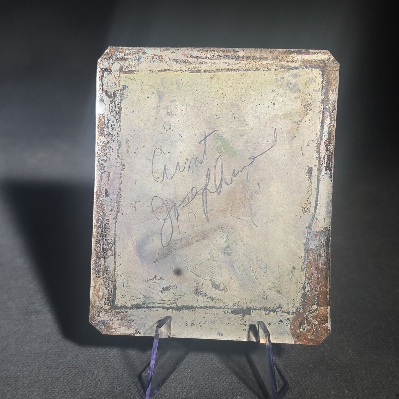 Trio of Antique 1/6th Plate Photographs and Case including Uncased Daguerreotype Photograph of a Seated Woman, Uncased Ambrotype Photograph of a Woman and Child, and Papier-Mache Case with Mother-of-Pearl Inlay