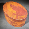 Lot 110 - Vintage Oval Bentwood Box with Swallowtail Joints and Painted Cat Motifs, 3" H