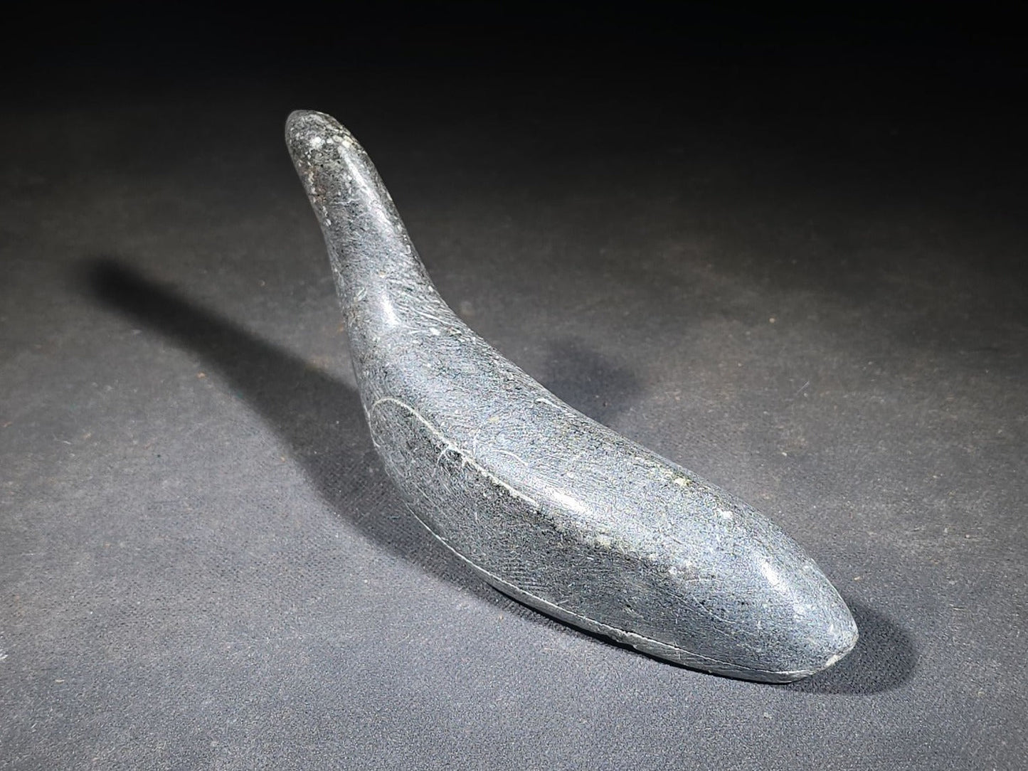 Vintage Inuit Carved Stone Bird Sculpture with Incised Signature and Canadian Eskimo Art Certification Tag