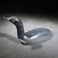 Lot 104 - Vintage Inuit Carved Stone Loon Figure by Paul Cookie, Sanikiluaq, Nunavut, Canada, 1999, 6-1/4" L