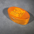 Lot 111 - Vintage Oval Bentwood Box with Decoupage Gramophone and Framed Picture Lid Design, Dated 1977