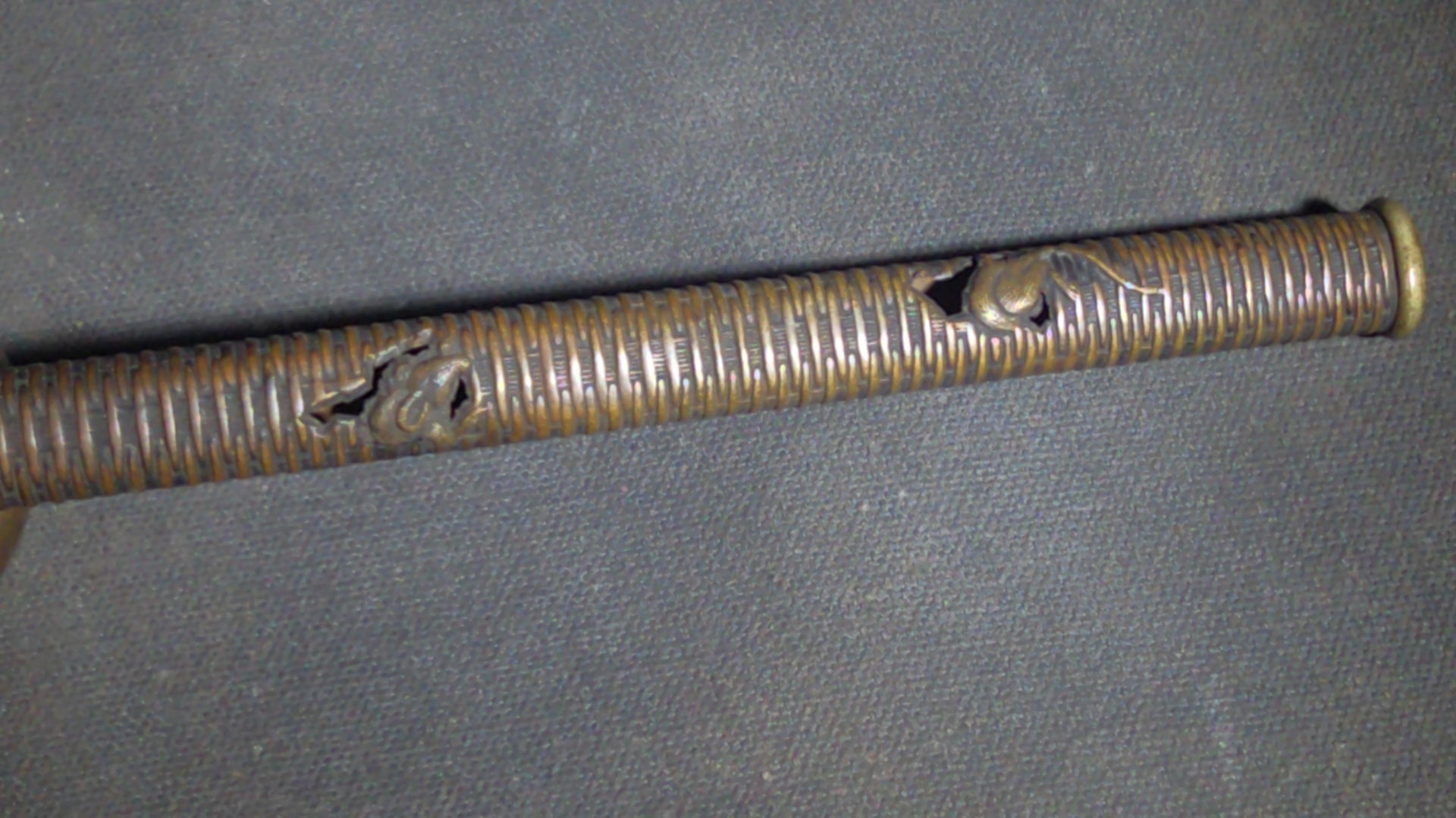 Antique Japanese Bronze Yatate Portable Writing Set with Rat-Design Inkpot, Hinged Lid, and Kogatana Knife