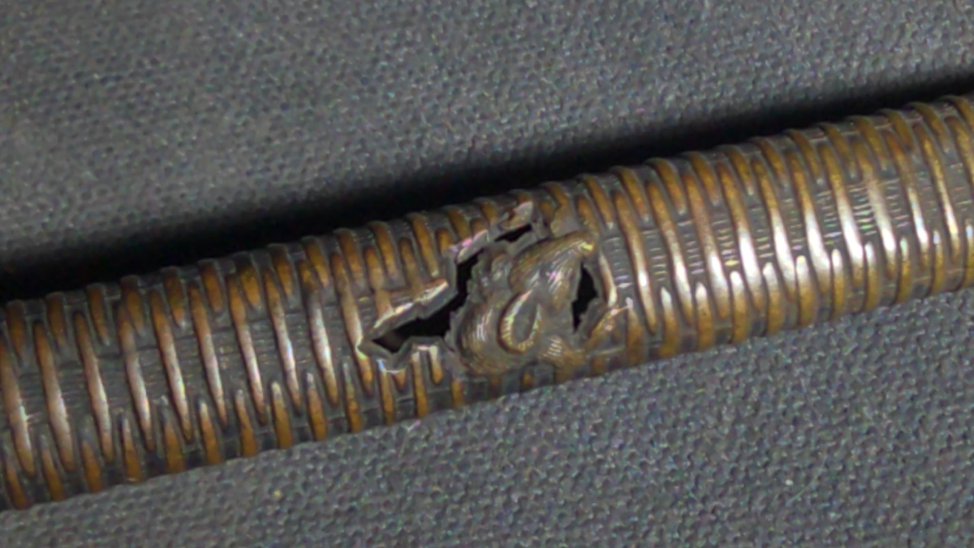 Antique Japanese Bronze Yatate Portable Writing Set with Rat-Design Inkpot, Hinged Lid, and Kogatana Knife