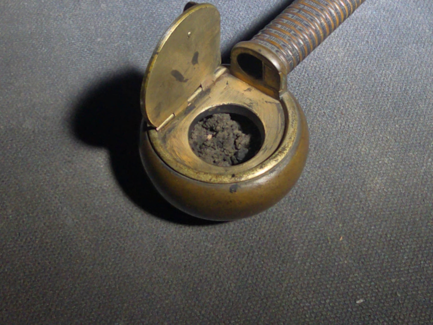 Antique Japanese Bronze Yatate Portable Writing Set with Rat-Design Inkpot, Hinged Lid, and Kogatana Knife