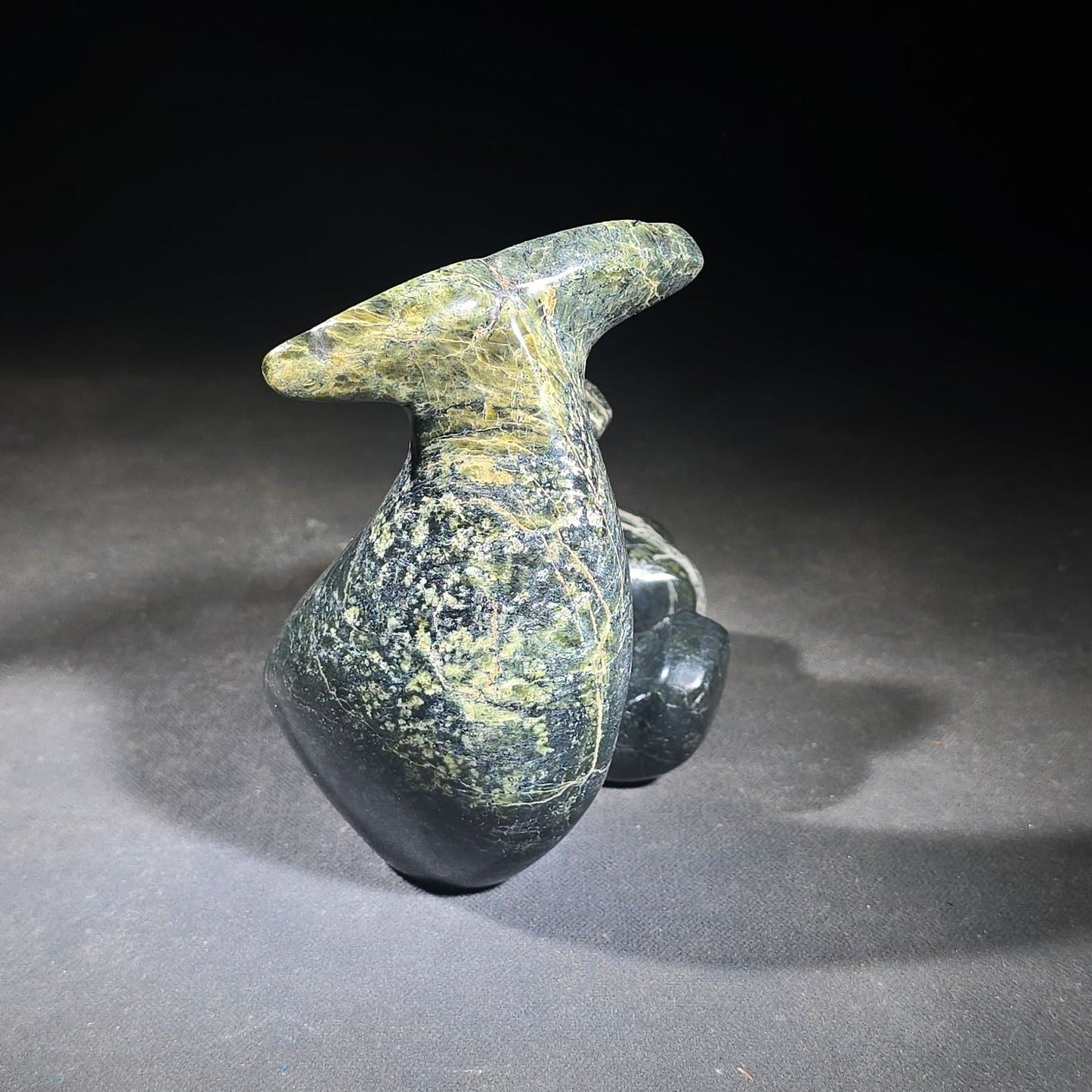 Vintage Inuit Carved Stone Seal Sculpture by Jose Adamie Tulugak, Inoucdjouac, 1977, with Canadian Eskimo Art Certification Tag