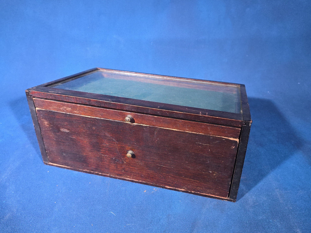 Vintage Hickok Mfg. Co. Countertop Store Display Case with Green Felt and Glass Top