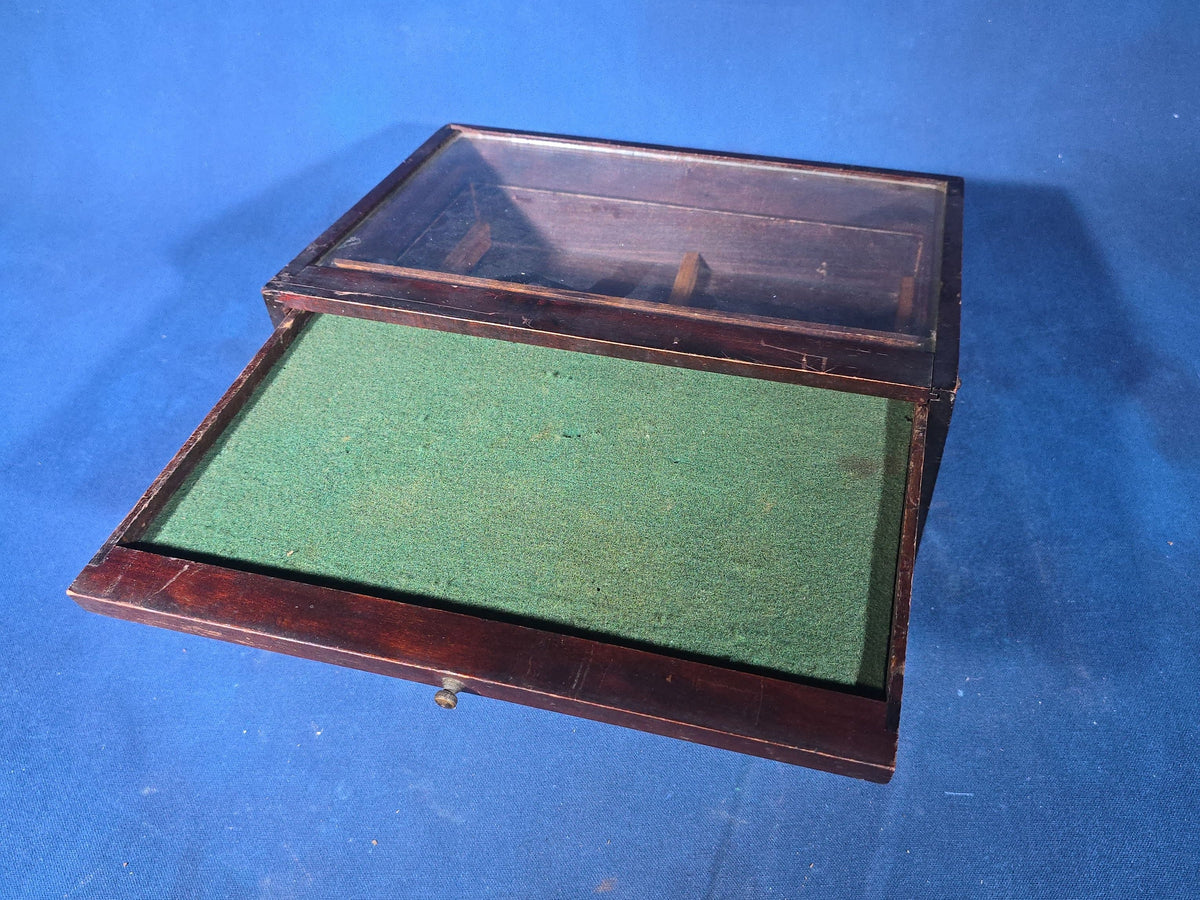 Vintage Hickok Mfg. Co. Countertop Store Display Case with Green Felt and Glass Top