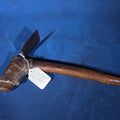 Lot 078 - Antique Native American Adze with Hand-Forged Iron Blade, Black Ash Handle, and Buffalo Hide Wrapping, Eastern U.S., Circa 1750-1800, 14-1/2" H