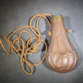 Lot 051 - Antique Copper and Brass Powder Flask with Embossed Fluted Body and Cord Carry Strap, 5-3/4" H