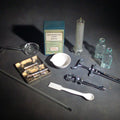 Lot 152 - Grouping of Vintage Dental and Medical Pieces Including Eli Lilly Merthiolate Twin Refill Box, Glass Syringe, and Chrome Dental Aspirating Syringe