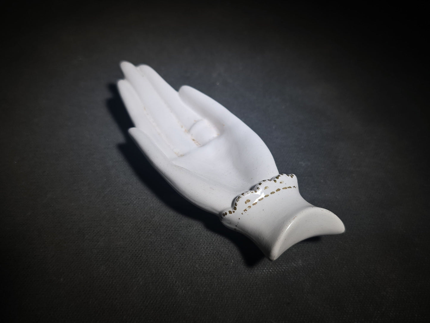 Vintage Porcelain Hand-Shaped Ring Dish with Gold Trim