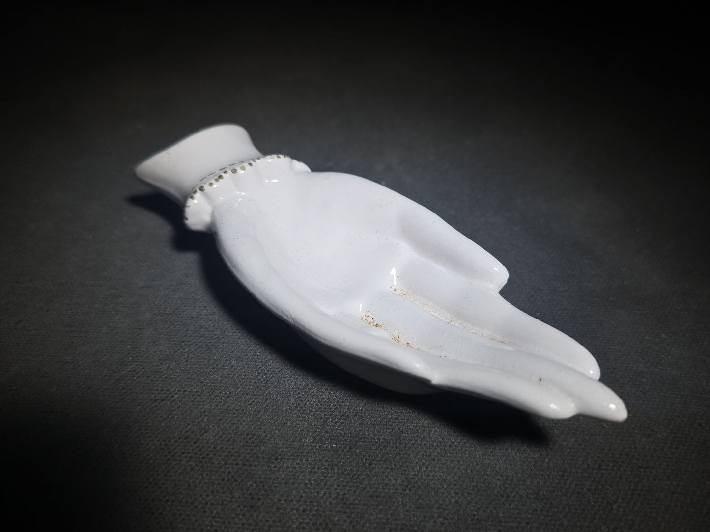Vintage Porcelain Hand-Shaped Ring Dish with Gold Trim