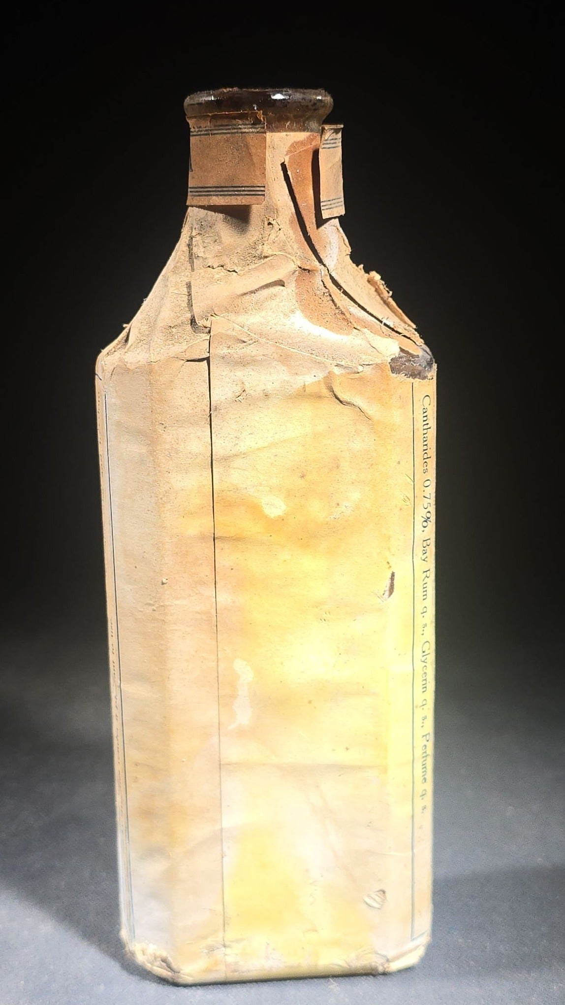 Antique Dearco Hair Lotion Bottle with Original Paper Wrapping and Contents, N.O.S., Manufactured by Davies, Rose & Co. (Limited), Boston, Massachusetts, 1922