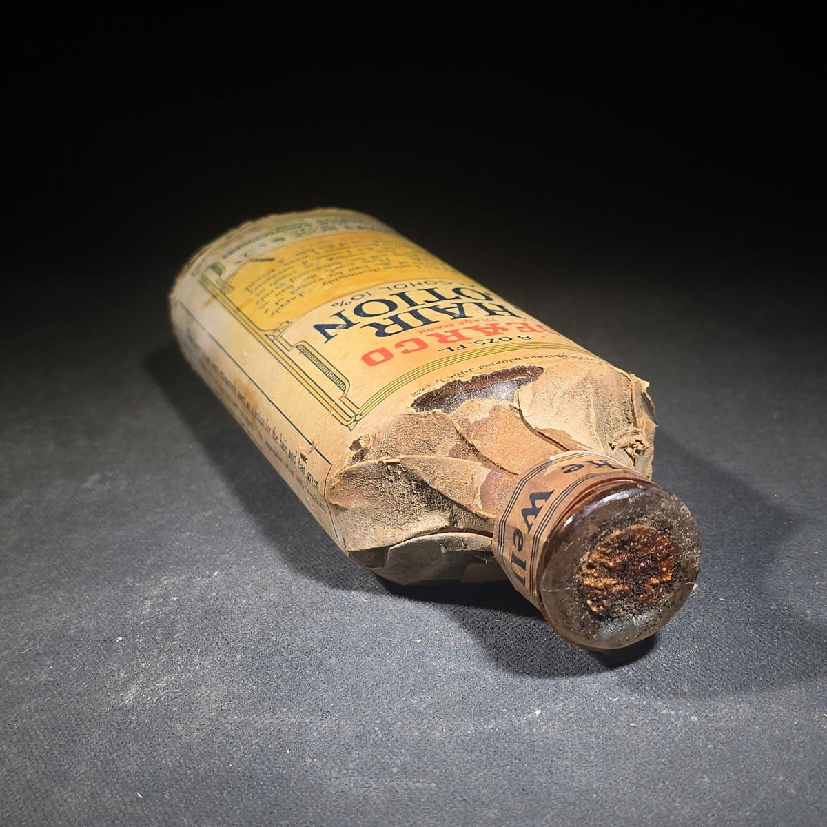 Antique Dearco Hair Lotion Bottle with Original Paper Wrapping and Contents, N.O.S., Manufactured by Davies, Rose & Co. (Limited), Boston, Massachusetts, 1922