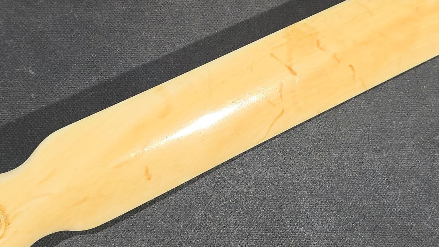 Antique Victorian Ivory Page Turner with Carved Bead Handle and Applied Monogram Cartouche