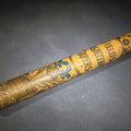 Lot 045 - Antique Tin Lithograph Field's Lighting Tapers Cylindrical Canister with Aesthetic Movement Floral Graphics, Manufactured by J.C. & J. Field Limited, Lambeth, London, 9-1/2" H