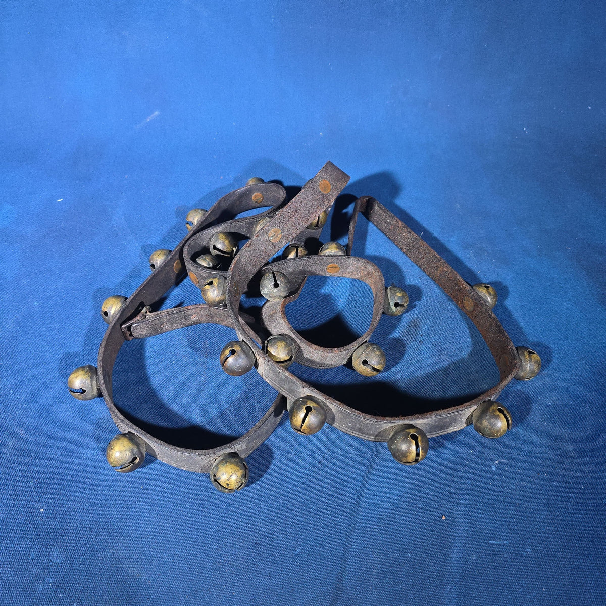Antique Leather Strap of Brass Sleigh Bells