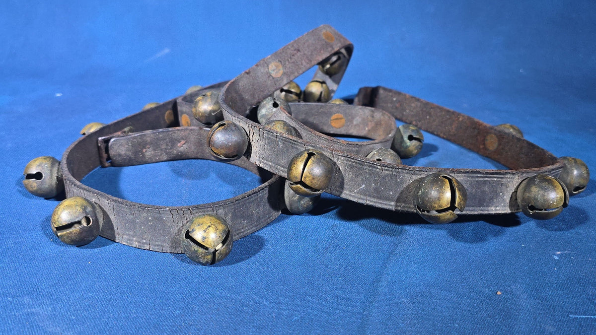 Antique Leather Strap of Brass Sleigh Bells