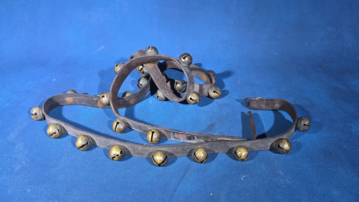 Antique Leather Strap of Brass Sleigh Bells
