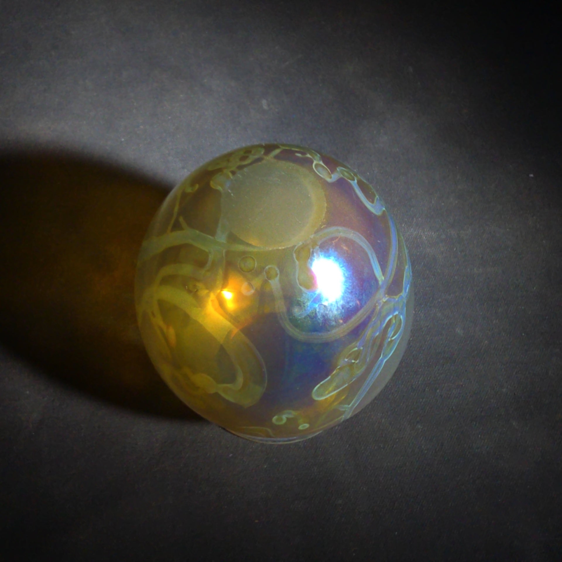 Vintage Robert Eickholt Iridescent Art Glass Vase with Swirl Design