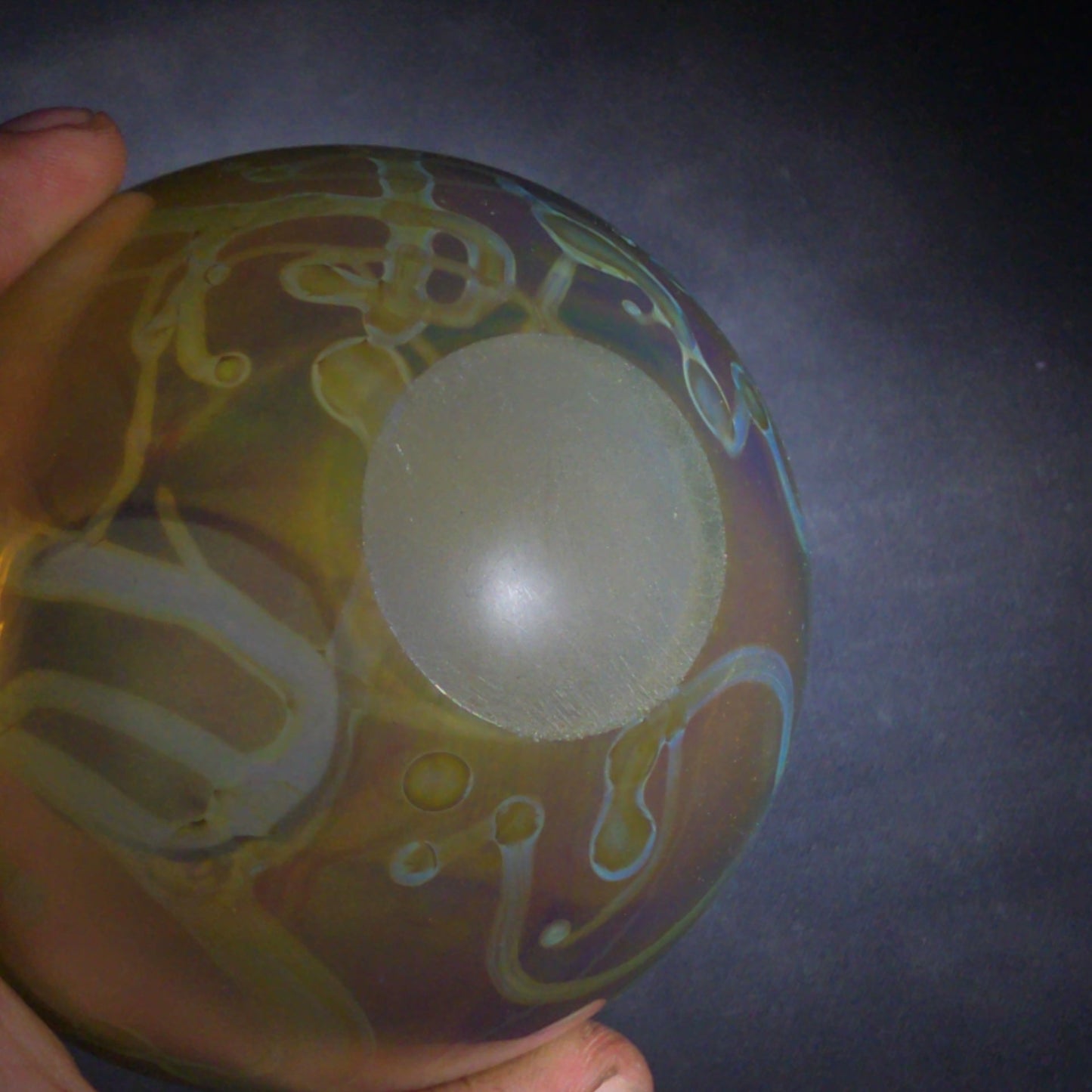 Vintage Robert Eickholt Iridescent Art Glass Vase with Swirl Design