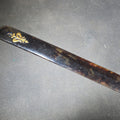 Lot 114 - Antique Victorian Tortoiseshell Page Turner with Gold Fleur-De-Lis Inlay and Blue Cabochon Stones, 11-5/8" L