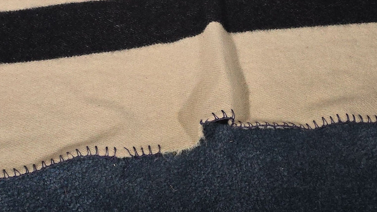 Vintage Hudson's Bay Company Four-Point Wool Blanket, Made in England, Embroidered "Silva"
