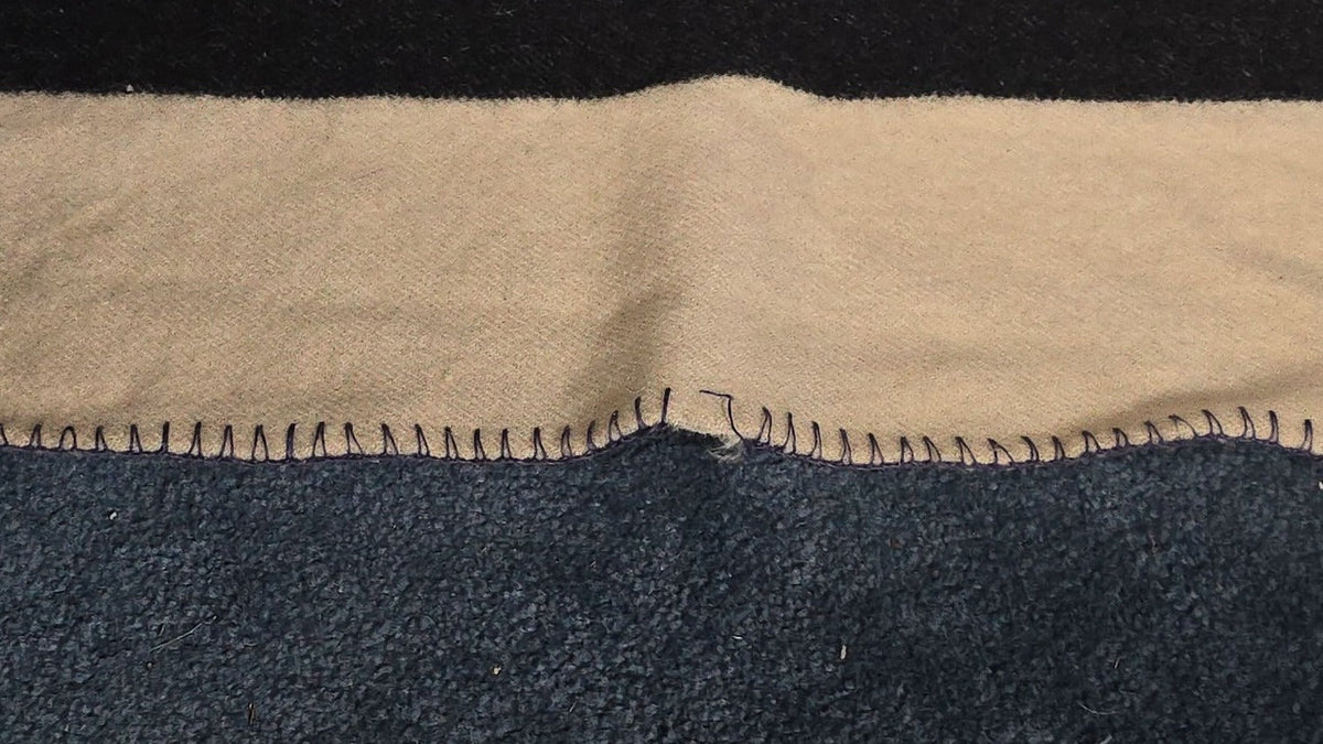 Vintage Hudson's Bay Company Four-Point Wool Blanket, Made in England, Embroidered "Silva"