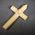 Lot 115 - Antique Victorian Ivory Cross Pendant with Carved Winged Cherub Head at Center, 3" L x 5-3/8" H