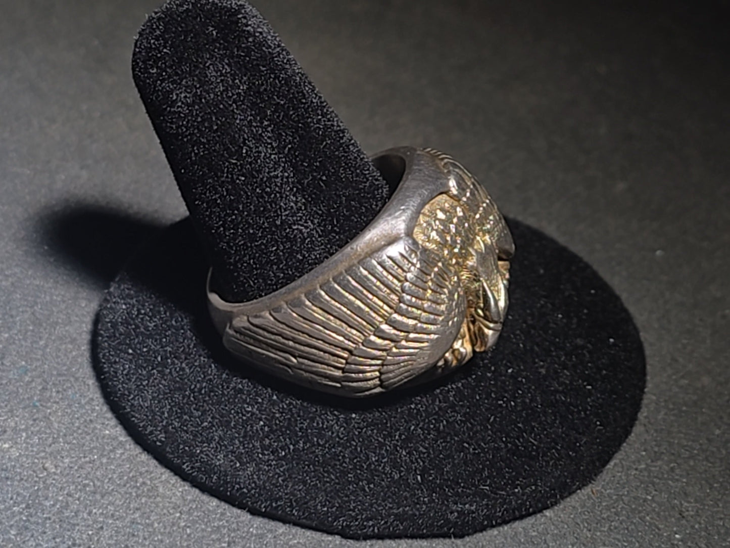 Vintage Keepsake Sterling Silver Spread-Wing Eagle Men's Biker Ring with Keepsake Ring Box