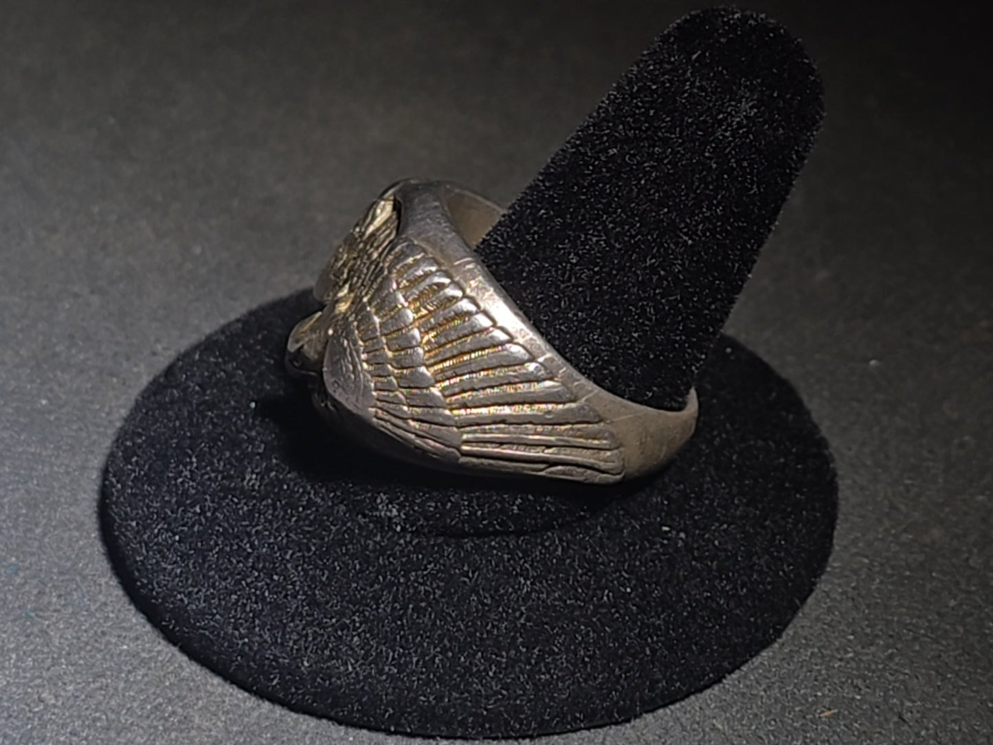 Vintage Keepsake Sterling Silver Spread-Wing Eagle Men's Biker Ring with Keepsake Ring Box