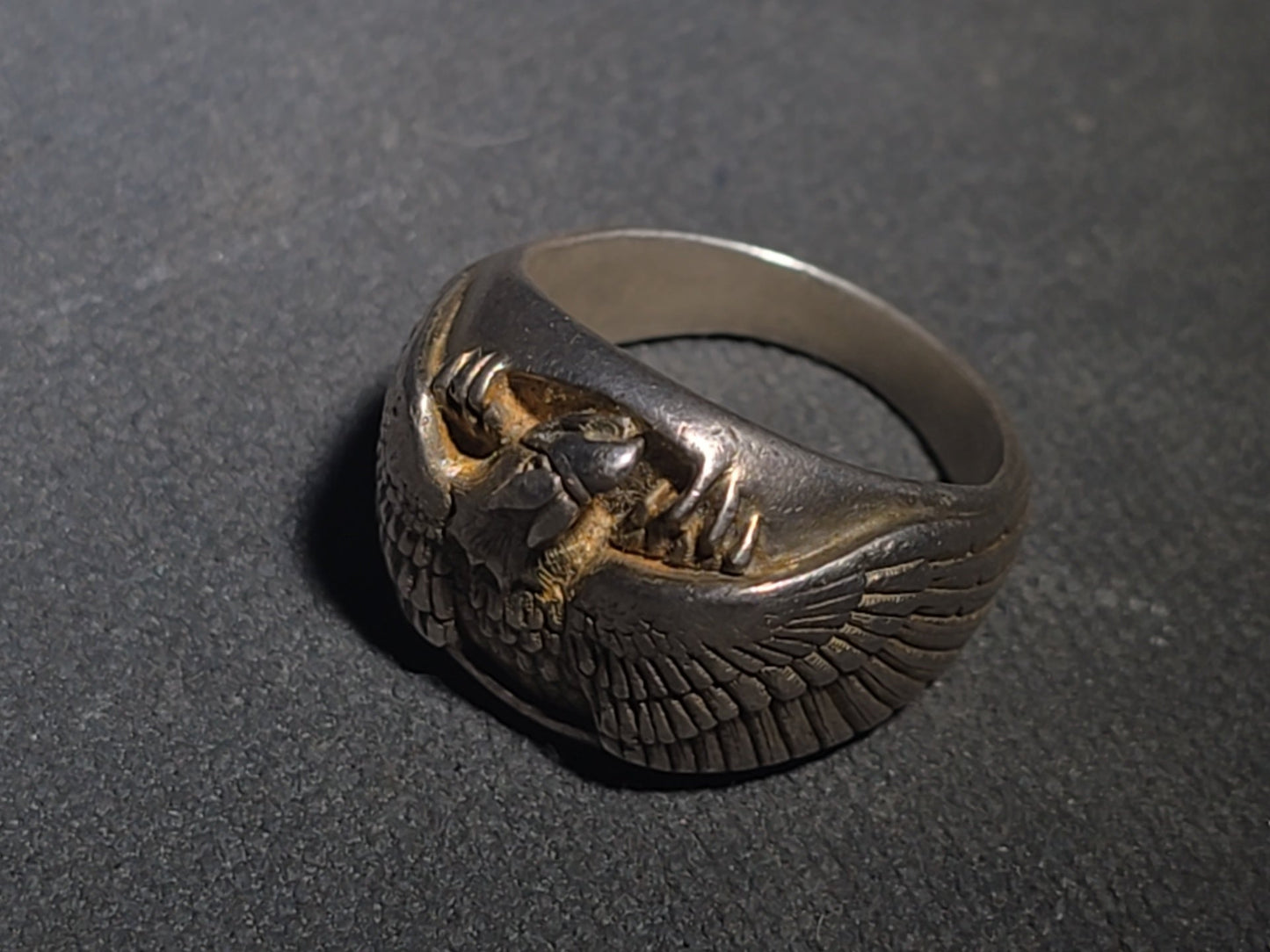 Vintage Keepsake Sterling Silver Spread-Wing Eagle Men's Biker Ring with Keepsake Ring Box